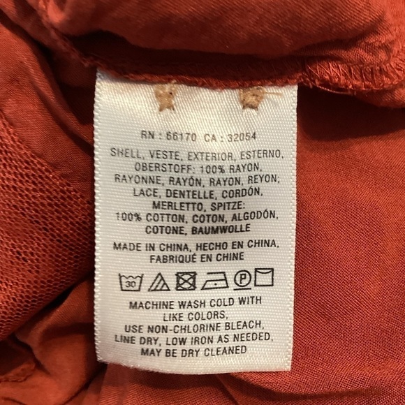 Anthropologie Maeve Crescent Street Blouse Size 0 Rust Red - Picture 7 of 7